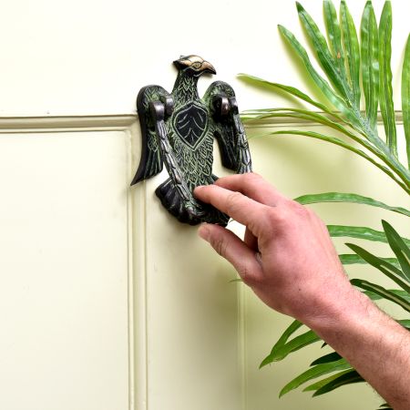 Solid Brass Eagle Door Knocker With Patina